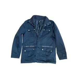 H&M Black Rain Coat Jacket Womans Size 40R With Pockets